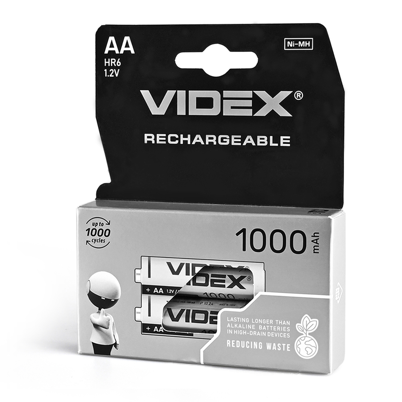 Батарейка акумулятор АА 1000mAh блістер 2шт VIDEX