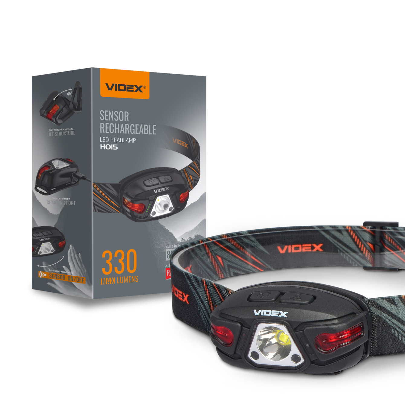 Ліхтар VIDEX H015 330Lm 5000K налобний